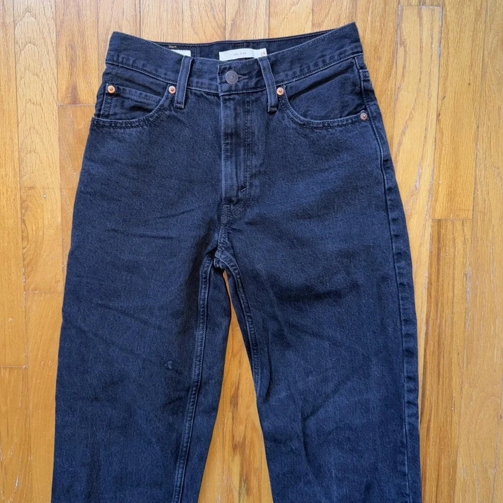 Levis Premium Dad Jeans 24 Black‎ High Rise Relaxed Straight Leg Womens Denim